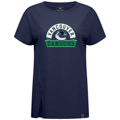 Vancouver Canucks Levelwear Women's Influx Banner Arch T-Shirt - Navy - NHL