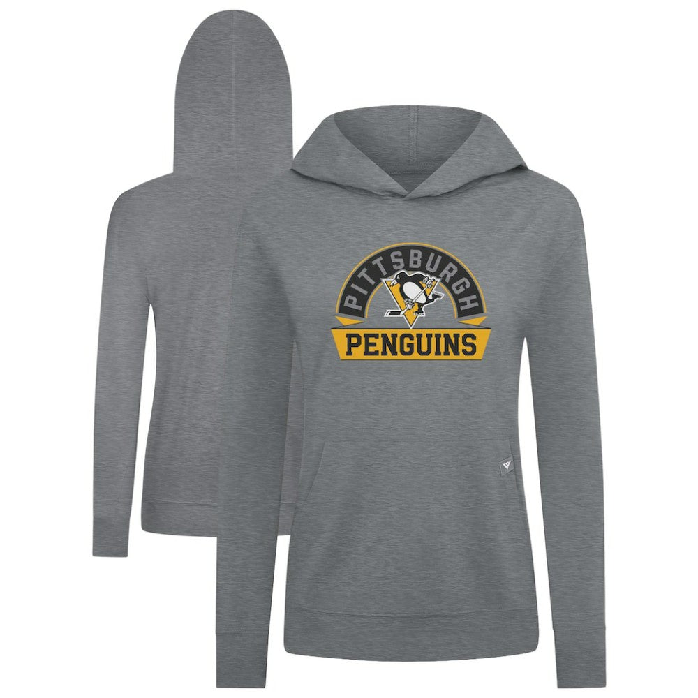 Pittsburgh Penguins Levelwear Women's Relay Banner Arch Pullover Hoodie - Gray - NHL