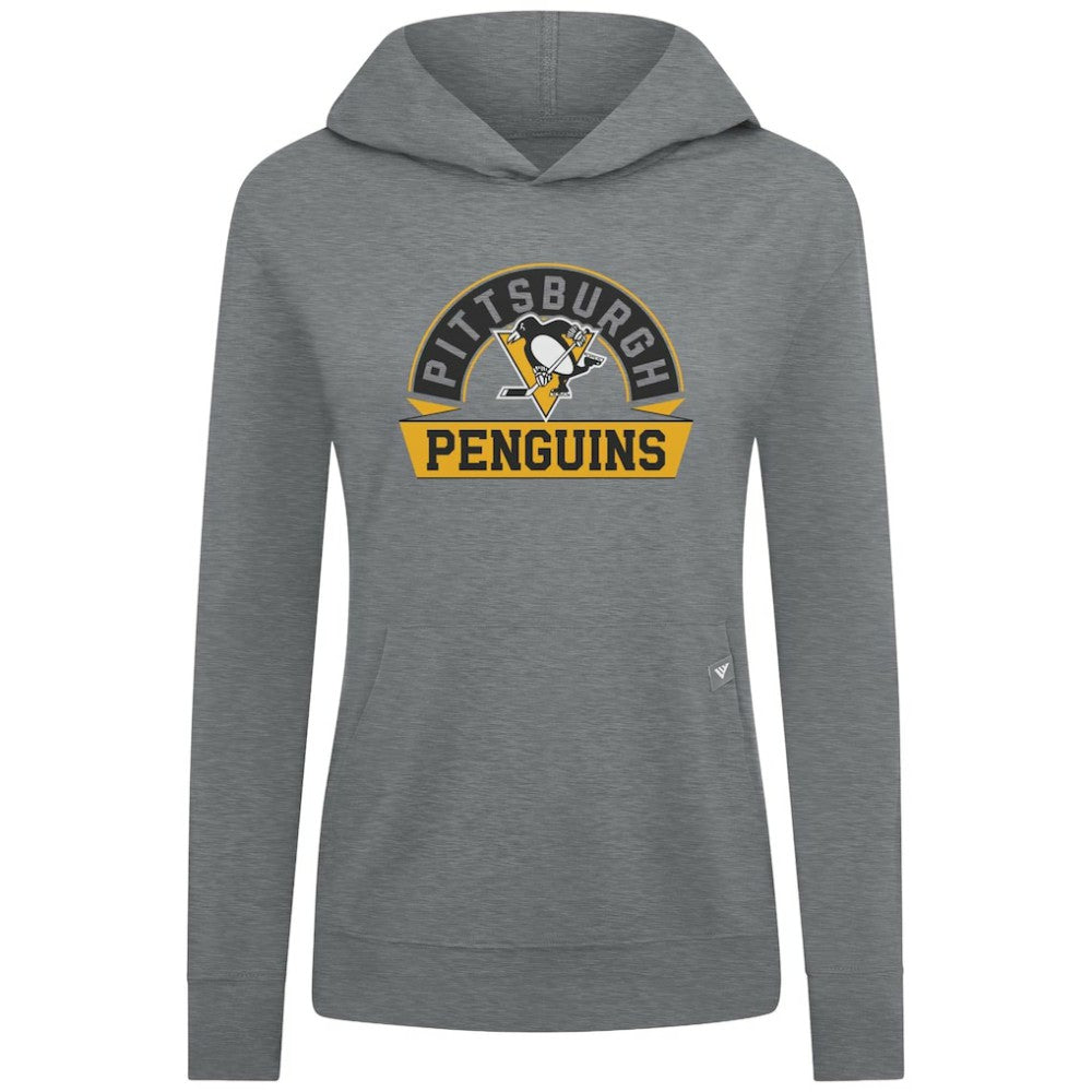 Pittsburgh Penguins Levelwear Women's Relay Banner Arch Pullover Hoodie - Gray - NHL