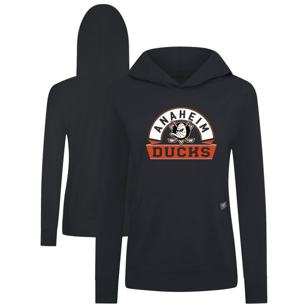 Anaheim Ducks Levelwear Women's Relay Banner Arch Pullover Hoodie - Black - NHL