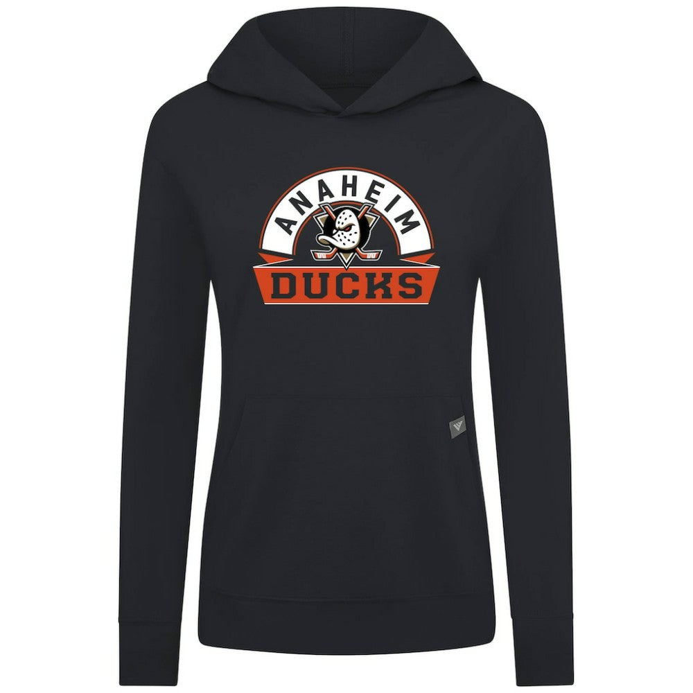 Anaheim Ducks Levelwear Women's Relay Banner Arch Pullover Hoodie - Black - NHL