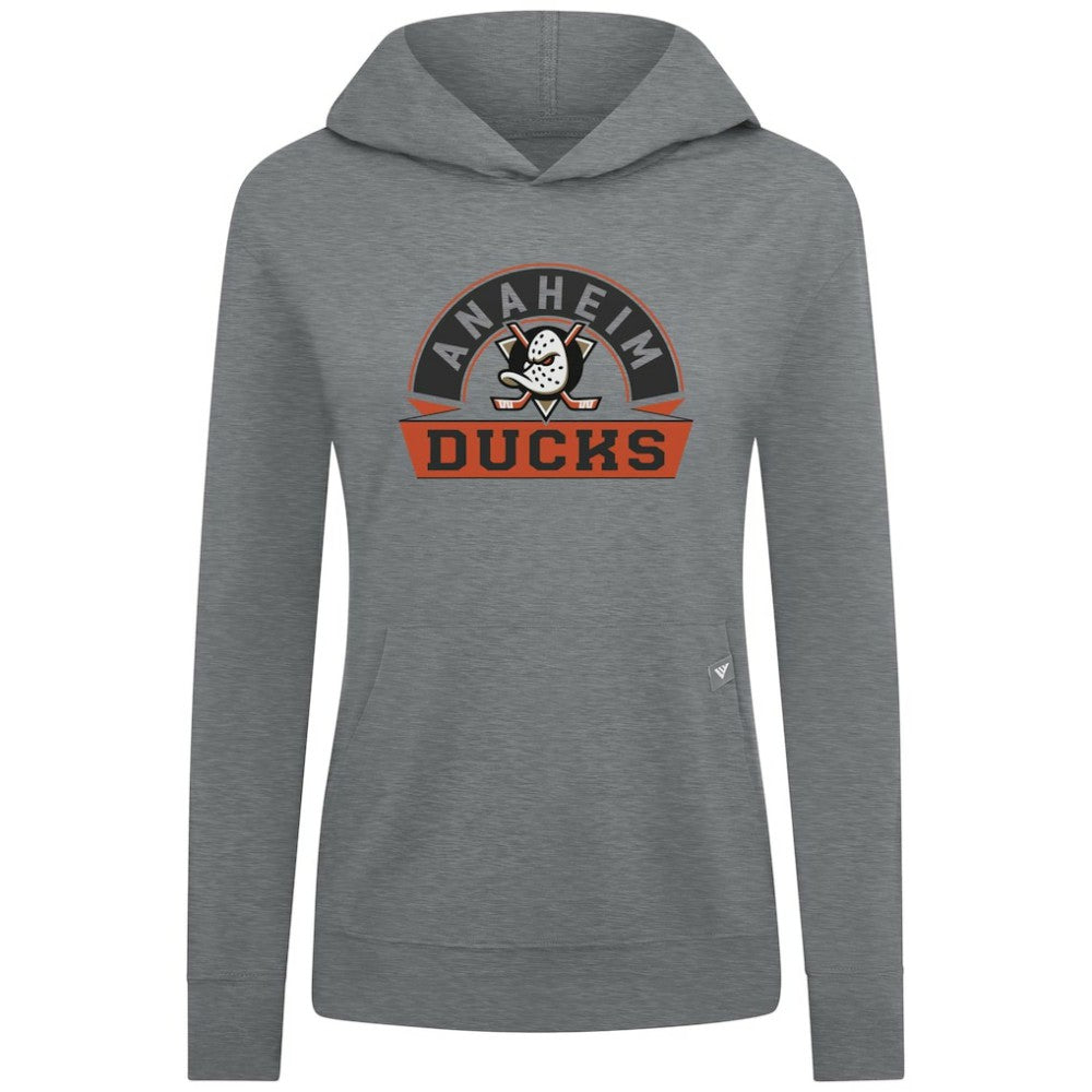 Anaheim Ducks Levelwear Women's Relay Banner Arch Pullover Hoodie - Gray - NHL