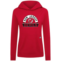 New Jersey Devils Levelwear Women's Relay Banner Arch Pullover Hoodie - Red - NHL