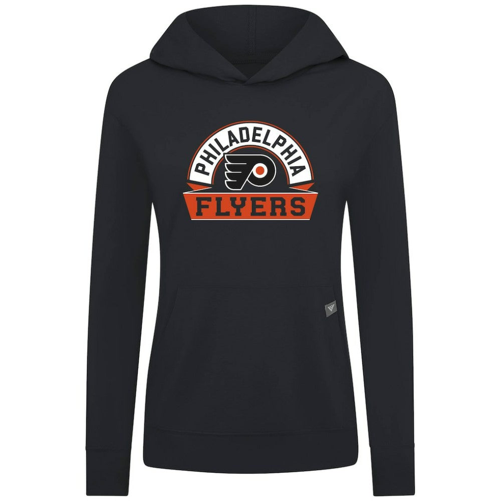 Philadelphia Flyers Levelwear Women's Relay Banner Arch Pullover Hoodie - Black - NHL