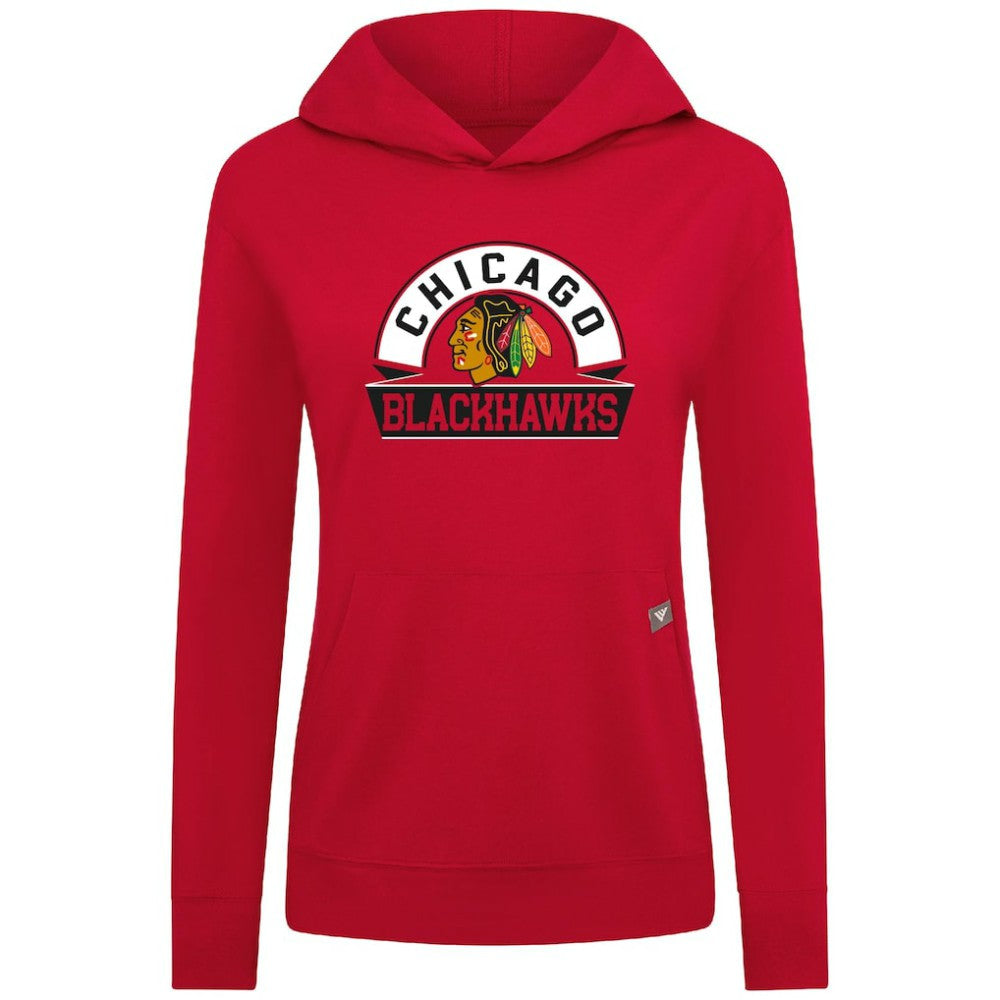 Chicago Blackhawks Levelwear Women's Relay Banner Arch Pullover Hoodie - Red - NHL