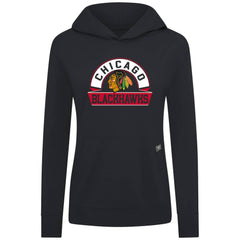 Chicago Blackhawks Levelwear Women's Relay Banner Arch Pullover Hoodie - Black - NHL