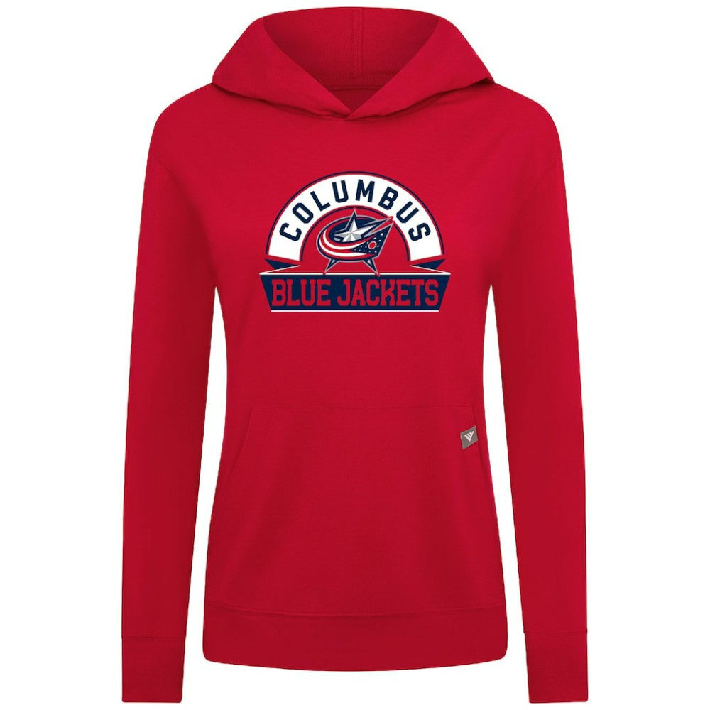 Columbus Blue Jackets Levelwear Women's Relay Banner Arch Pullover Hoodie - Red - NHL