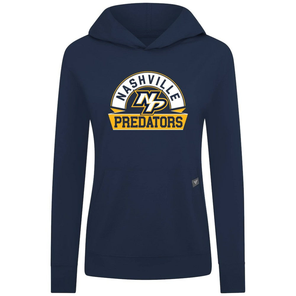 Nashville Predators Levelwear Women's Relay Banner Arch Pullover Hoodie - Navy - NHL