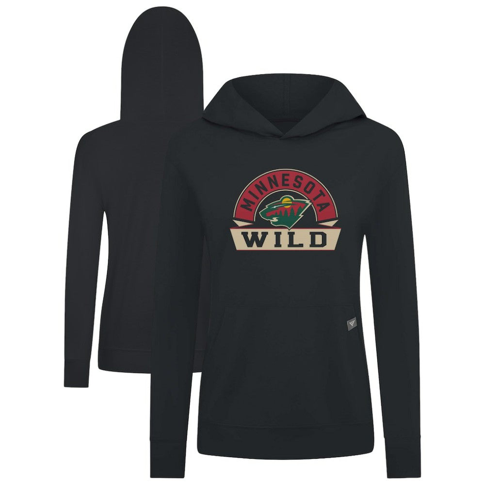 Minnesota Wild Levelwear Women's Relay Banner Arch Pullover Hoodie - Black - NHL
