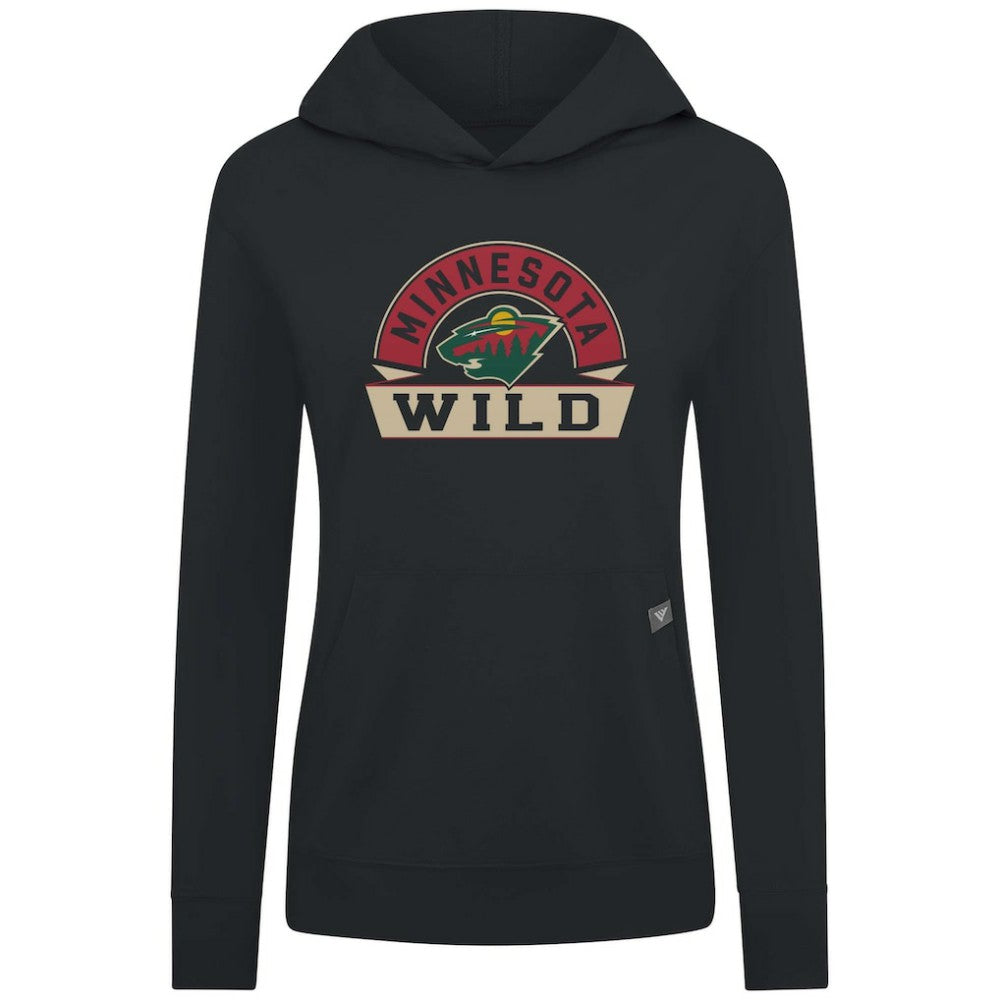 Minnesota Wild Levelwear Women's Relay Banner Arch Pullover Hoodie - Black - NHL