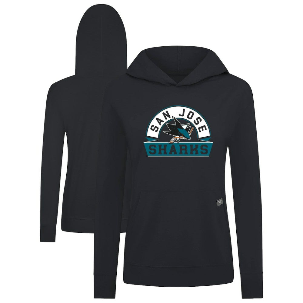 San Jose Sharks Levelwear Women's Relay Banner Arch Pullover Hoodie - Black - NHL