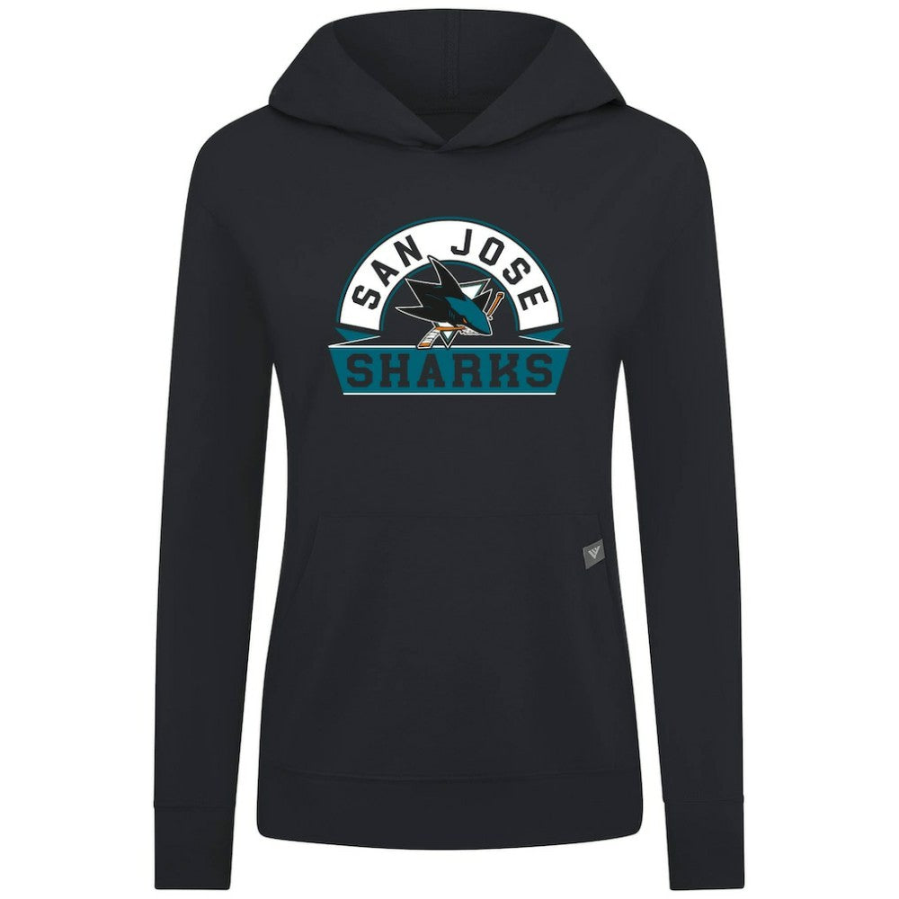 San Jose Sharks Levelwear Women's Relay Banner Arch Pullover Hoodie - Black - NHL