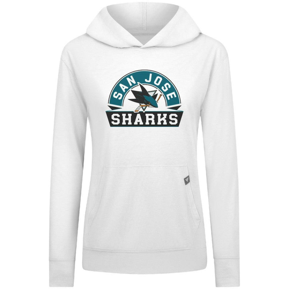 San Jose Sharks Levelwear Women's Relay Banner Arch Pullover Hoodie - White - NHL