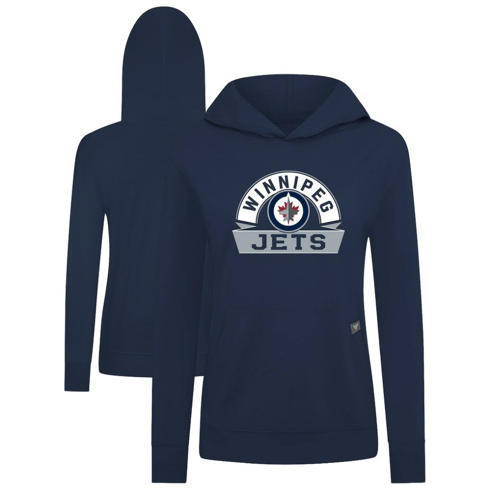 Winnipeg Jets Levelwear Women's Relay Banner Arch Pullover Hoodie - Navy - NHL