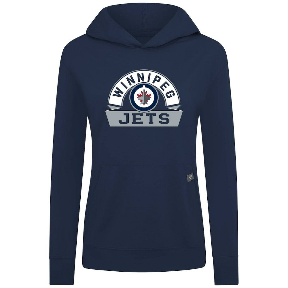 Winnipeg Jets Levelwear Women's Relay Banner Arch Pullover Hoodie - Navy - NHL
