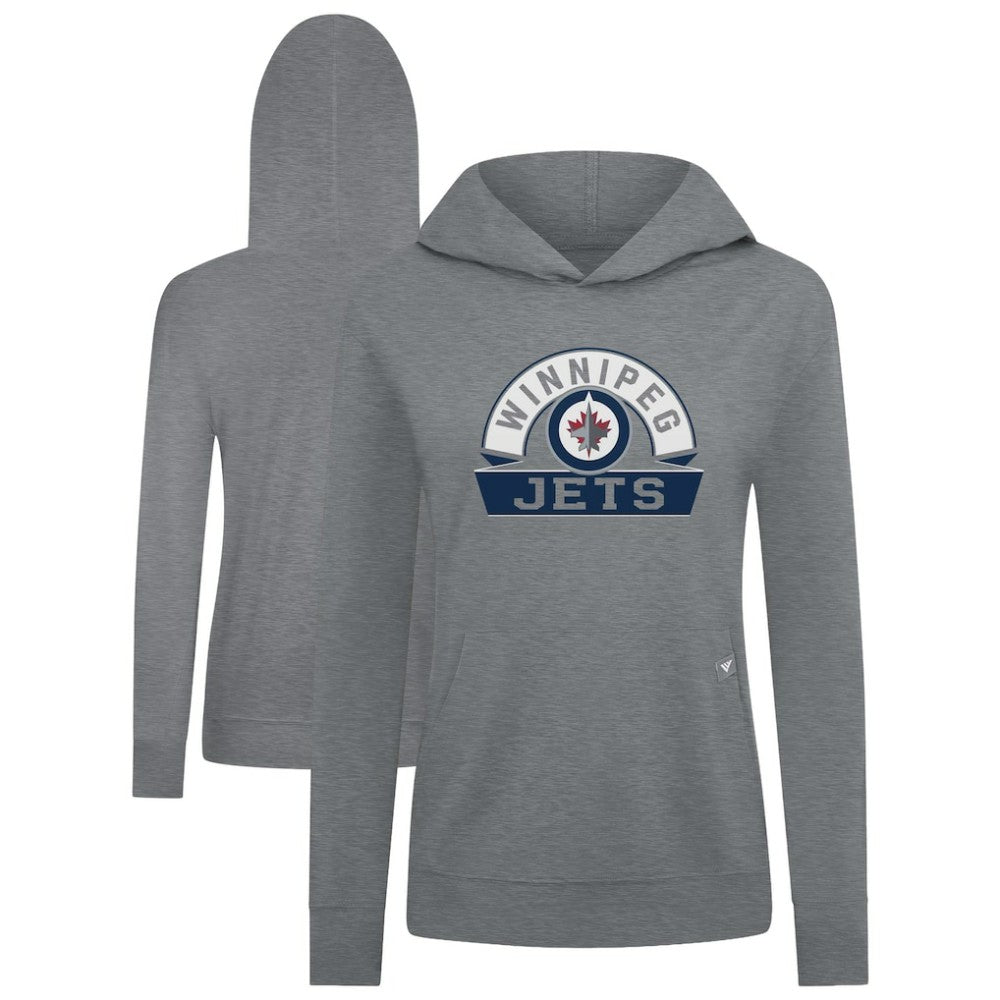 Winnipeg Jets Levelwear Women's Relay Banner Arch Pullover Hoodie - Gray - NHL