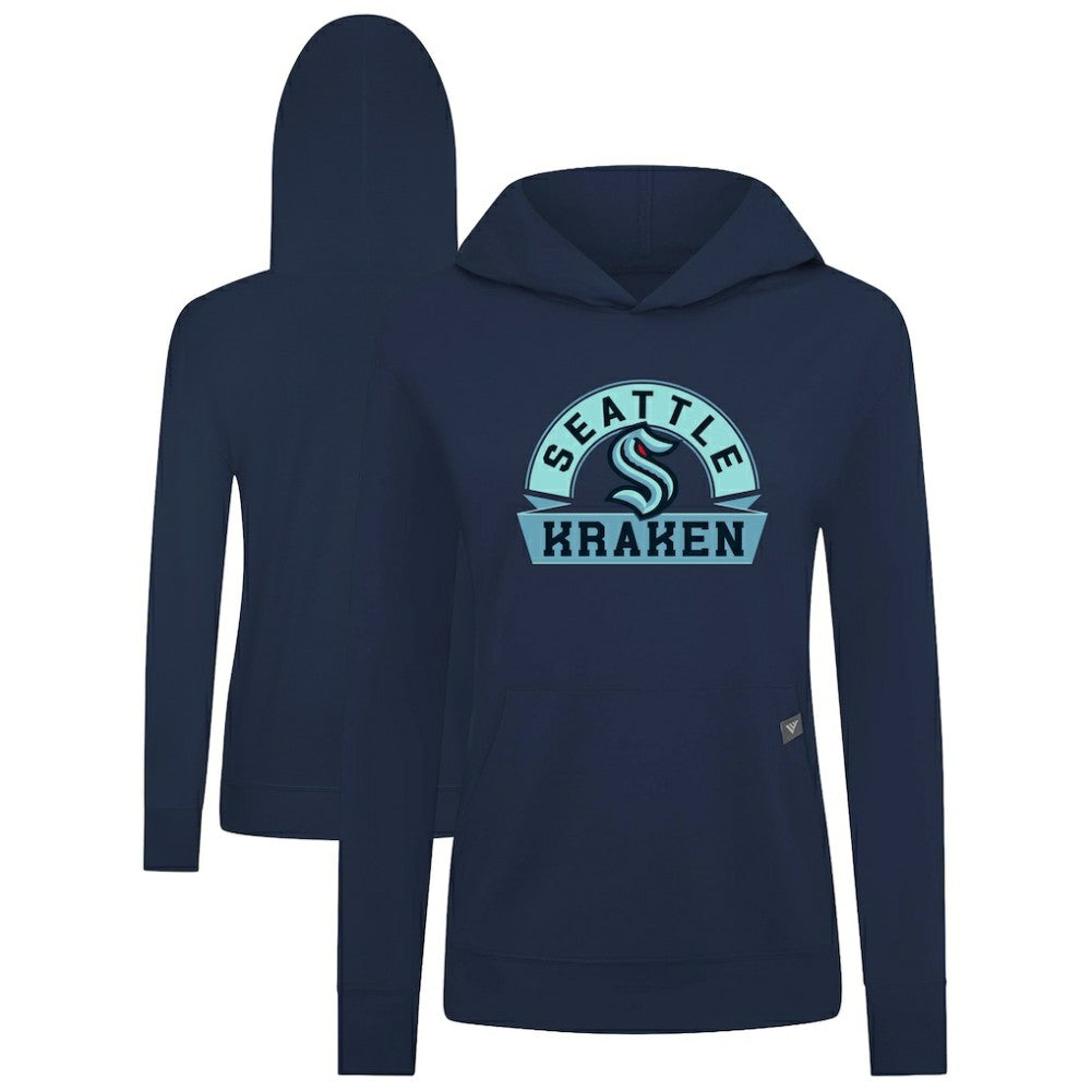 Seattle Kraken Levelwear Women's Relay Banner Arch Pullover Hoodie - Deep Sea Blue - NHL