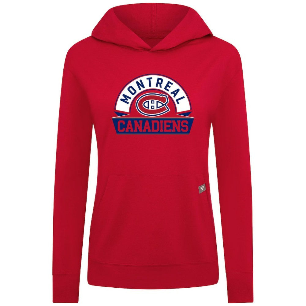 Montreal Canadiens Levelwear Women's Relay Banner Arch Pullover Hoodie - Red - NHL