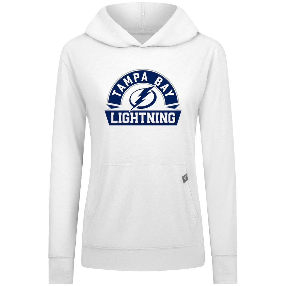 Tampa Bay Lightning Levelwear Women's Relay Banner Arch Pullover Hoodie - White - NHL