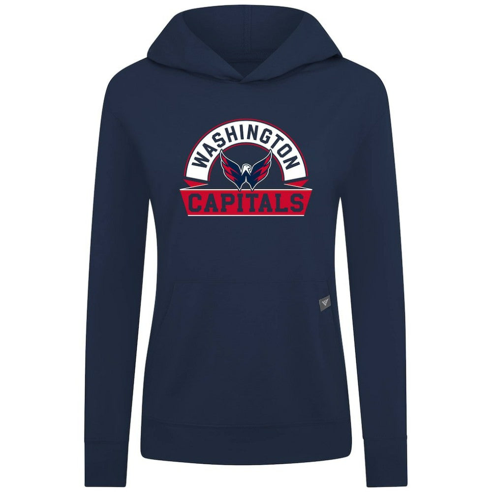 Washington Capitals Levelwear Women's Relay Banner Arch Pullover Hoodie - Navy - NHL