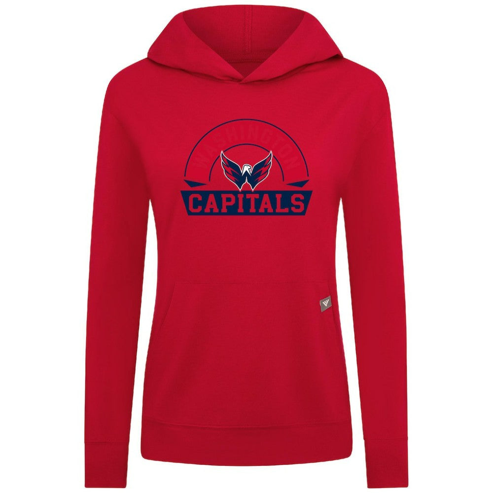 Washington Capitals Levelwear Women's Relay Banner Arch Pullover Hoodie - Red - NHL