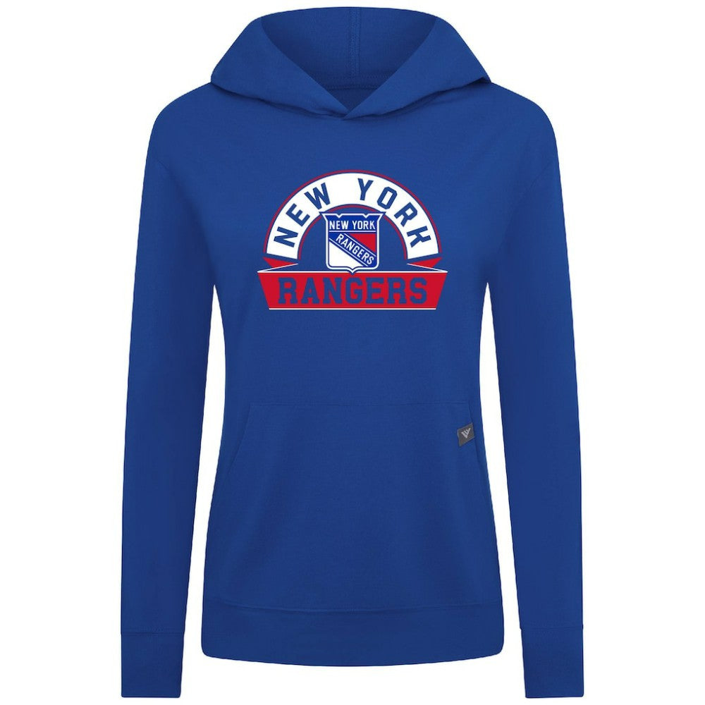 New York Rangers Levelwear Women's Relay Banner Arch Pullover Hoodie - Royal - NHL