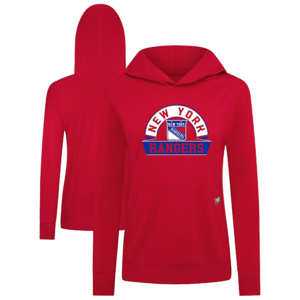 New York Rangers Levelwear Women's Relay Banner Arch Pullover Hoodie - Red - NHL
