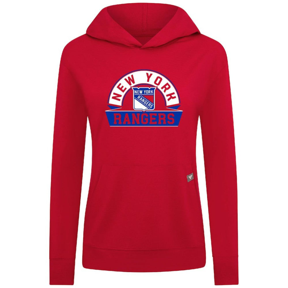 New York Rangers Levelwear Women's Relay Banner Arch Pullover Hoodie - Red - NHL