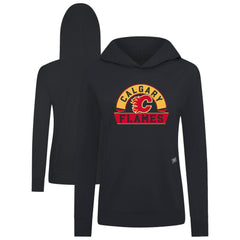 Calgary Flames Levelwear Women's Relay Banner Arch Pullover Hoodie - Black - NHL