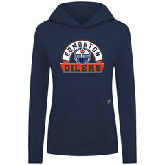Edmonton Oilers Levelwear Women's Relay Banner Arch Pullover Hoodie - Navy - NHL