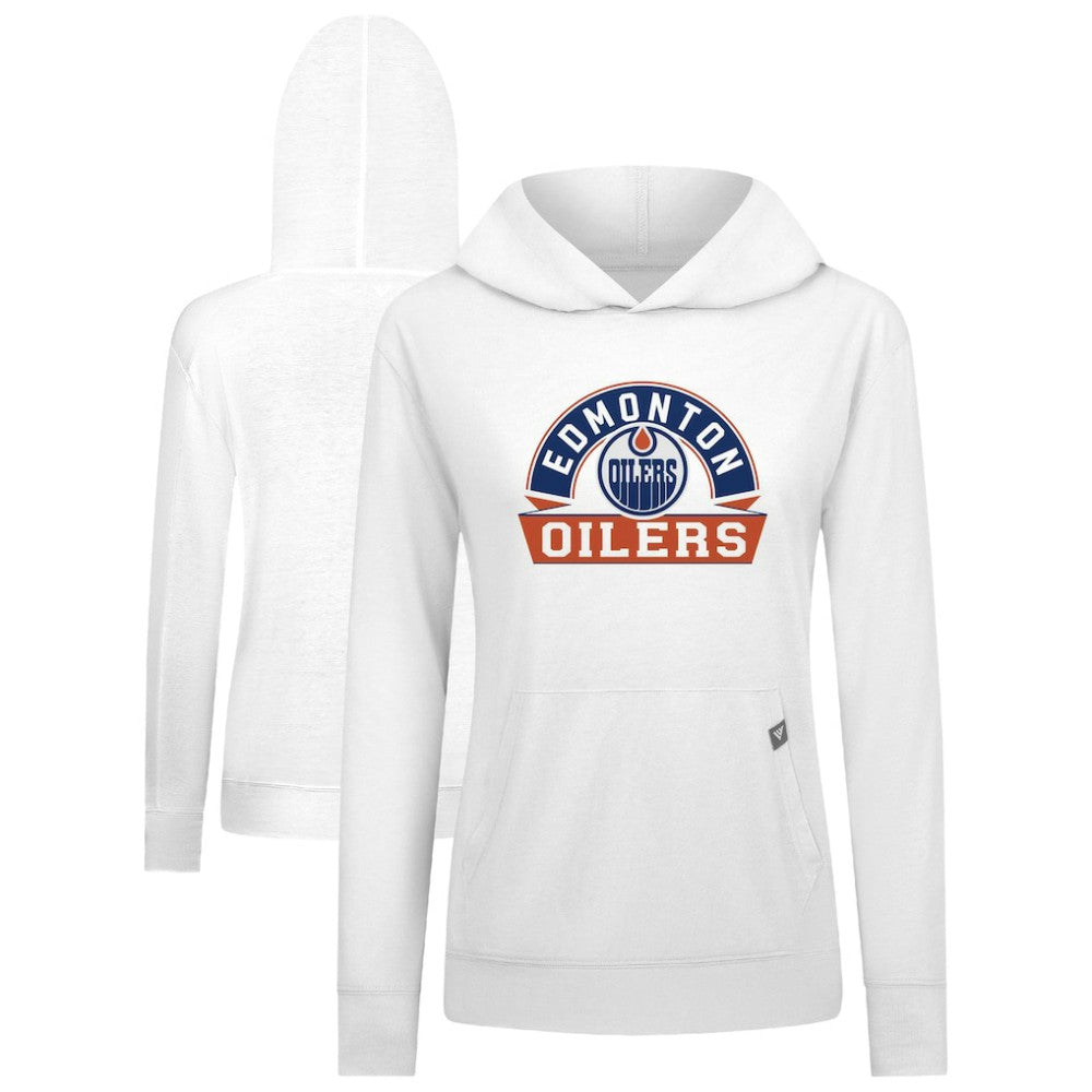 Edmonton Oilers Levelwear Women's Relay Banner Arch Pullover Hoodie - White - NHL