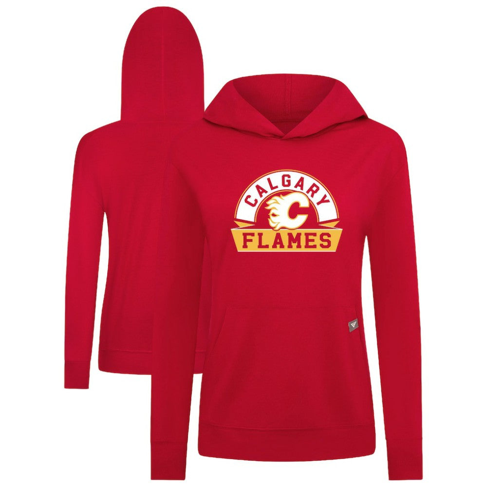 Calgary Flames Levelwear Women's Relay Banner Arch Pullover Hoodie - Red - NHL