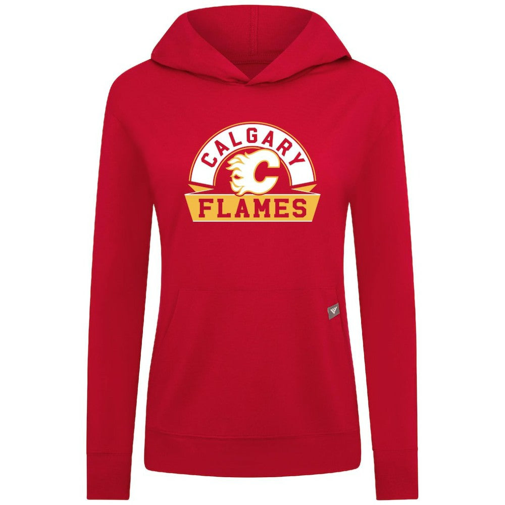 Calgary Flames Levelwear Women's Relay Banner Arch Pullover Hoodie - Red - NHL