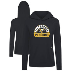 Pittsburgh Penguins Levelwear Women's Relay Banner Arch Pullover Hoodie - Black - NHL