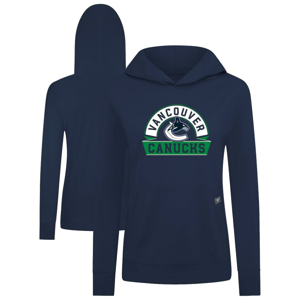 Vancouver Canucks Levelwear Women's Relay Banner Arch Pullover Hoodie - Navy - NHL