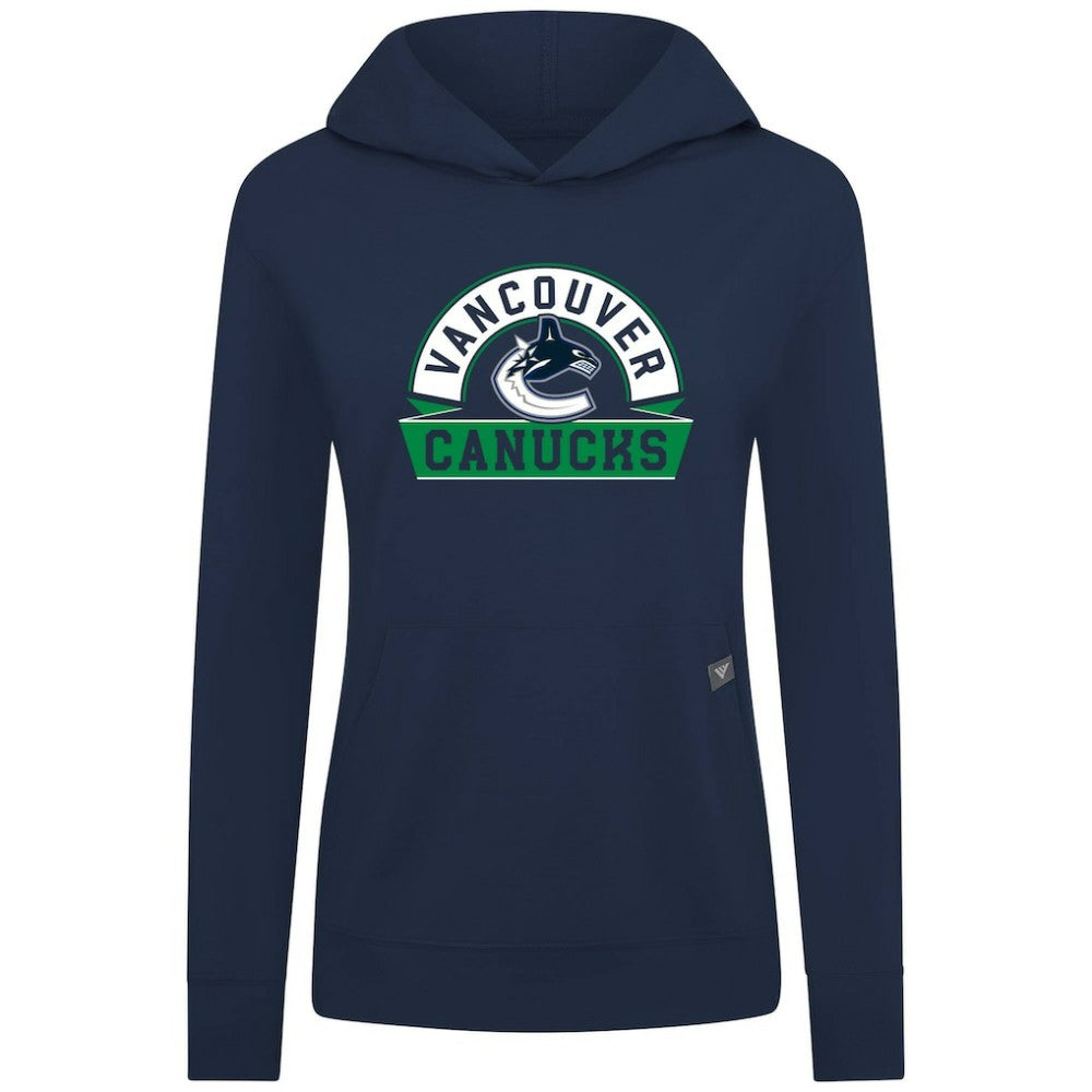 Vancouver Canucks Levelwear Women's Relay Banner Arch Pullover Hoodie - Navy - NHL