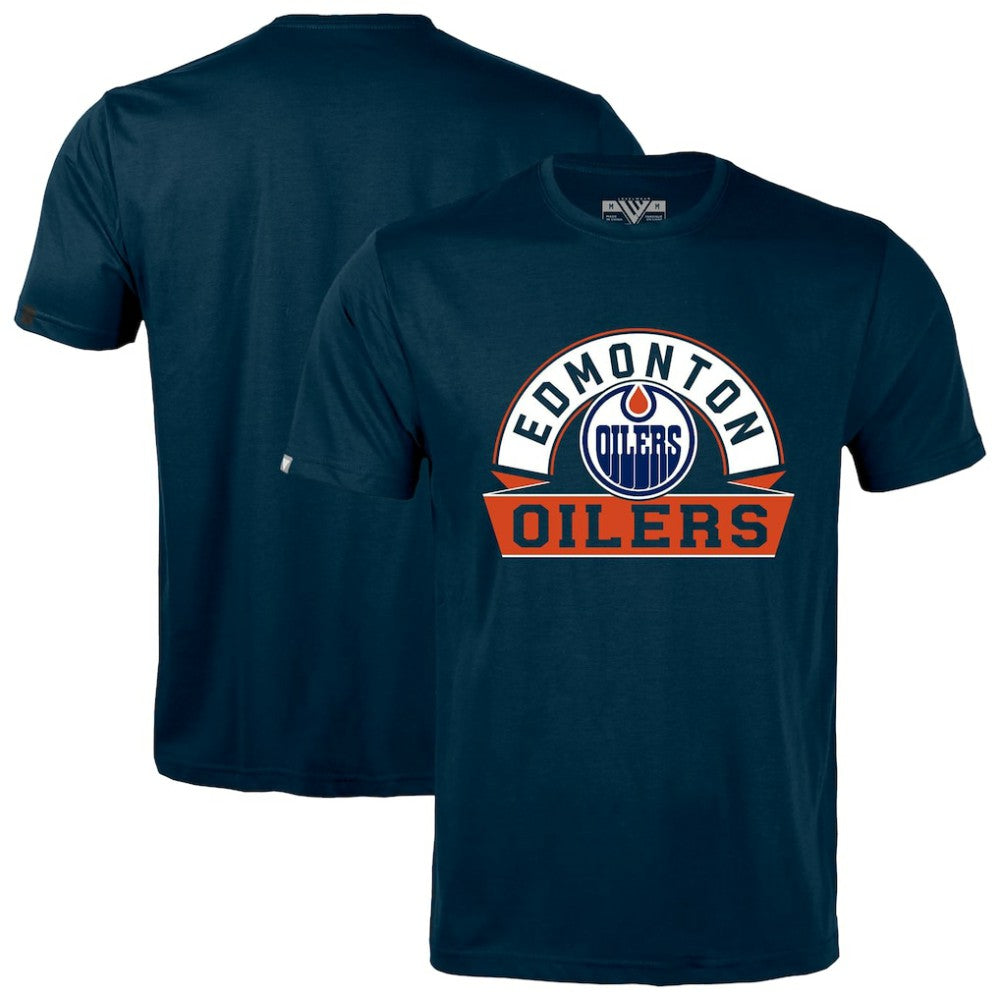 Edmonton Oilers Levelwear Richmond Banner Arch T-Shirt - Navy - NHL