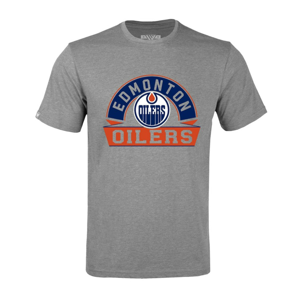 Edmonton Oilers Levelwear Richmond Banner Arch T-Shirt - Gray - NHL