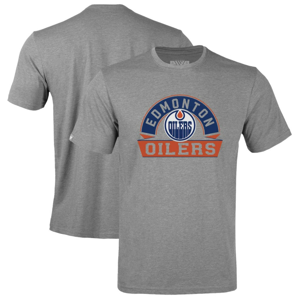 Edmonton Oilers Levelwear Youth Little Richmond Banner Arch T-Shirt - Gray - NHL