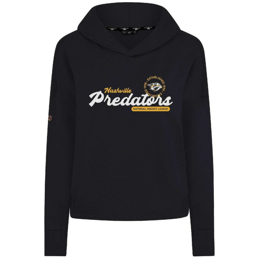 Nashville Predators Levelwear Women's Sweet Monument Tri-Blend Cropped Pullover Hoodie - Black - NHL