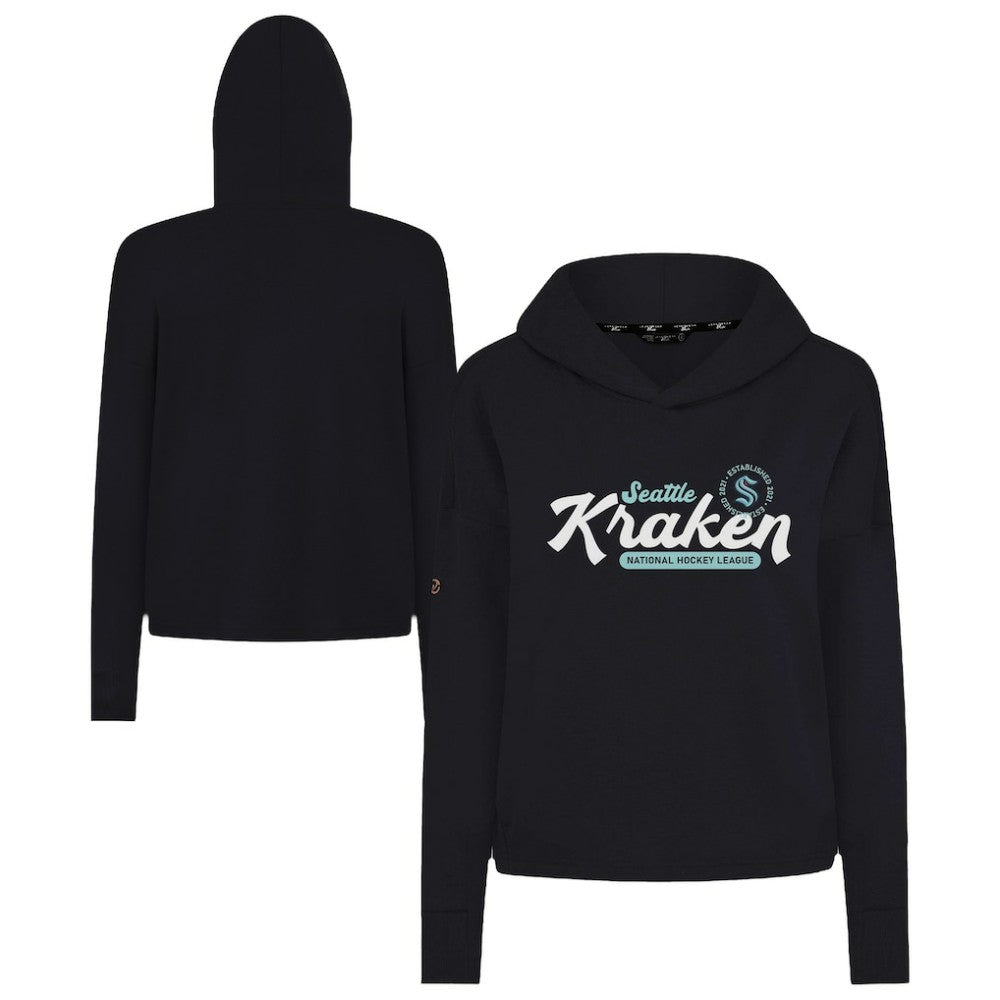 Seattle Kraken Levelwear Women's Sweet Monument Tri-Blend Cropped Pullover Hoodie - Black - NHL