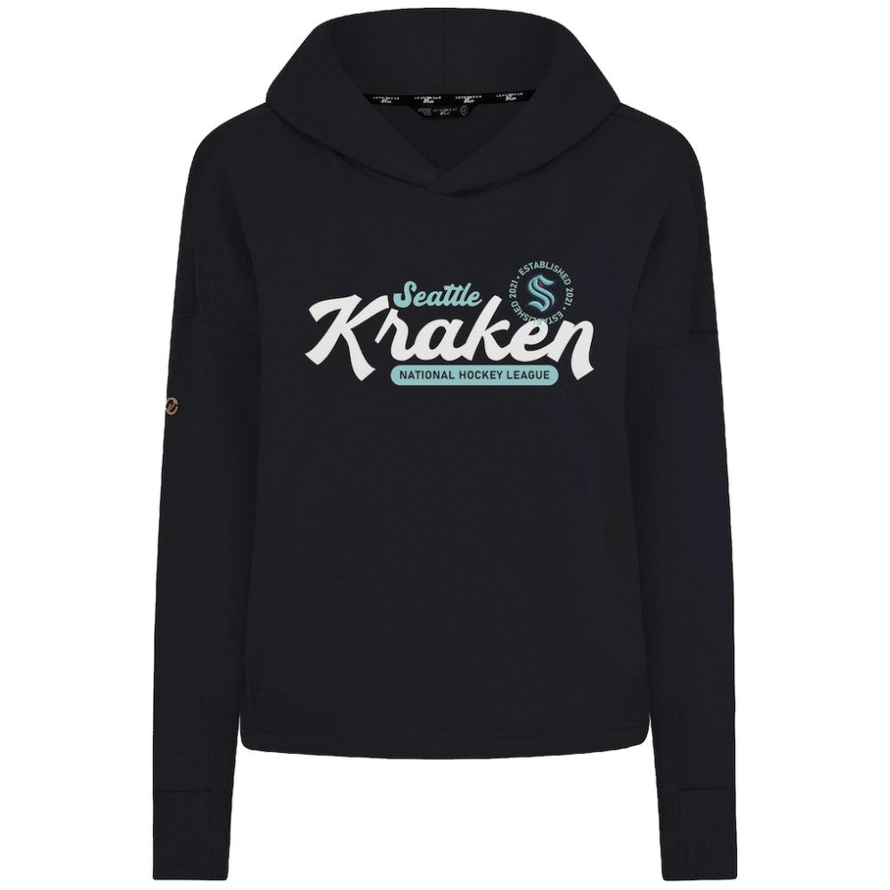 Seattle Kraken Levelwear Women's Sweet Monument Tri-Blend Cropped Pullover Hoodie - Black - NHL