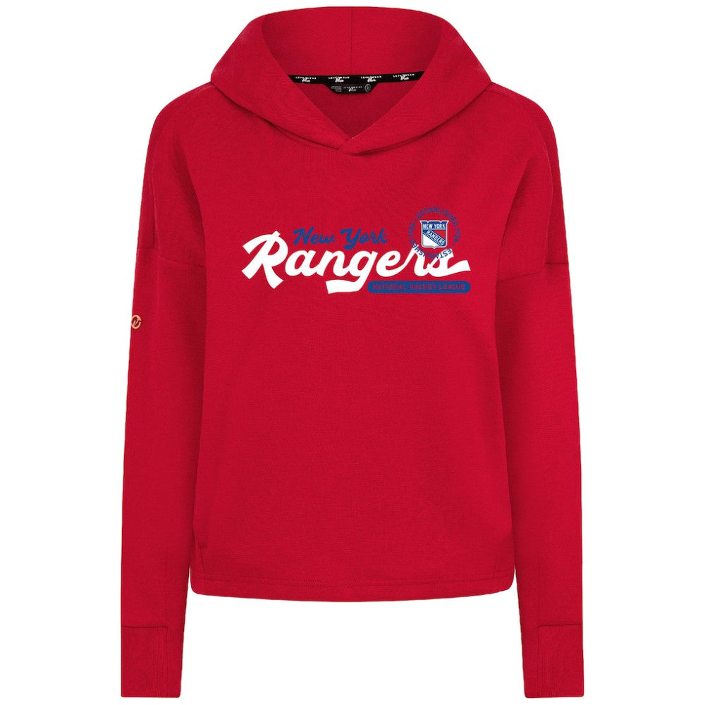 New York Rangers Levelwear Women's Sweet Monument Tri-Blend Cropped Pullover Hoodie - Red - NHL