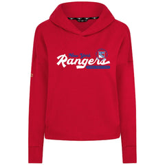New York Rangers Levelwear Women's Sweet Monument Tri-Blend Cropped Pullover Hoodie - Red - NHL