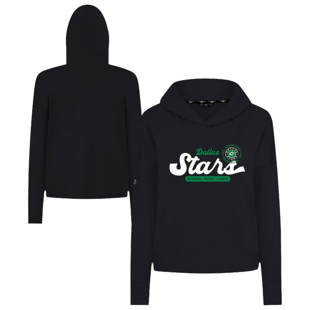 Dallas Stars Levelwear Women's Sweet Monument Tri-Blend Cropped Pullover Hoodie - Black - NHL