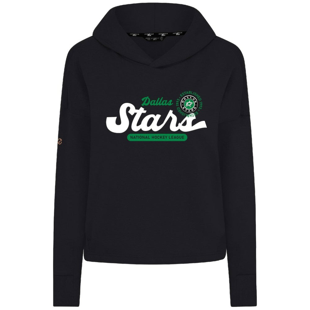 Dallas Stars Levelwear Women's Sweet Monument Tri-Blend Cropped Pullover Hoodie - Black - NHL