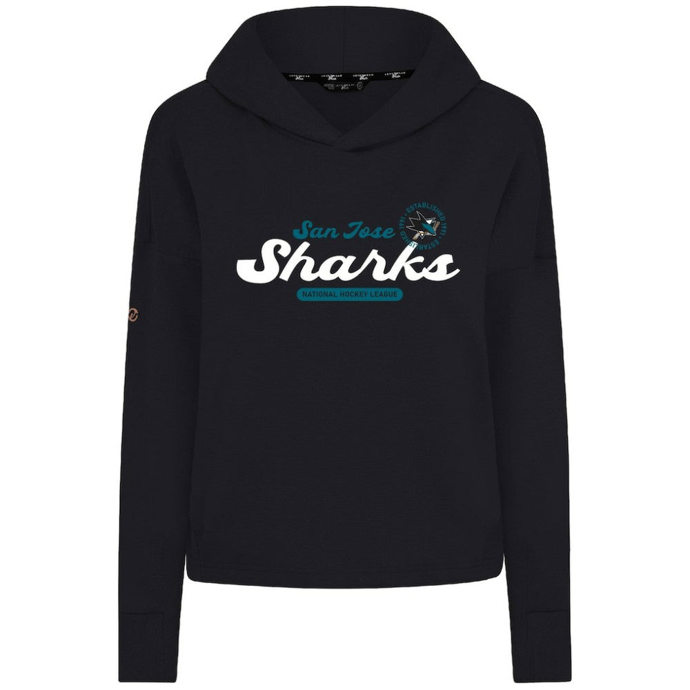 San Jose Sharks Levelwear Women's Sweet Monument Tri-Blend Cropped Pullover Hoodie - Black - NHL
