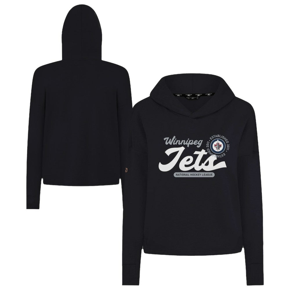 Winnipeg Jets Levelwear Women's Sweet Monument Tri-Blend Cropped Pullover Hoodie - Black - NHL