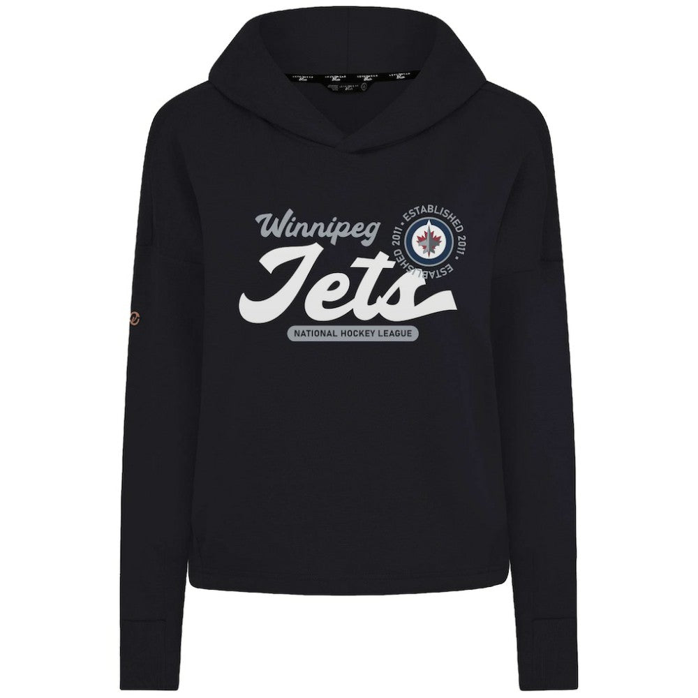 Winnipeg Jets Levelwear Women's Sweet Monument Tri-Blend Cropped Pullover Hoodie - Black - NHL