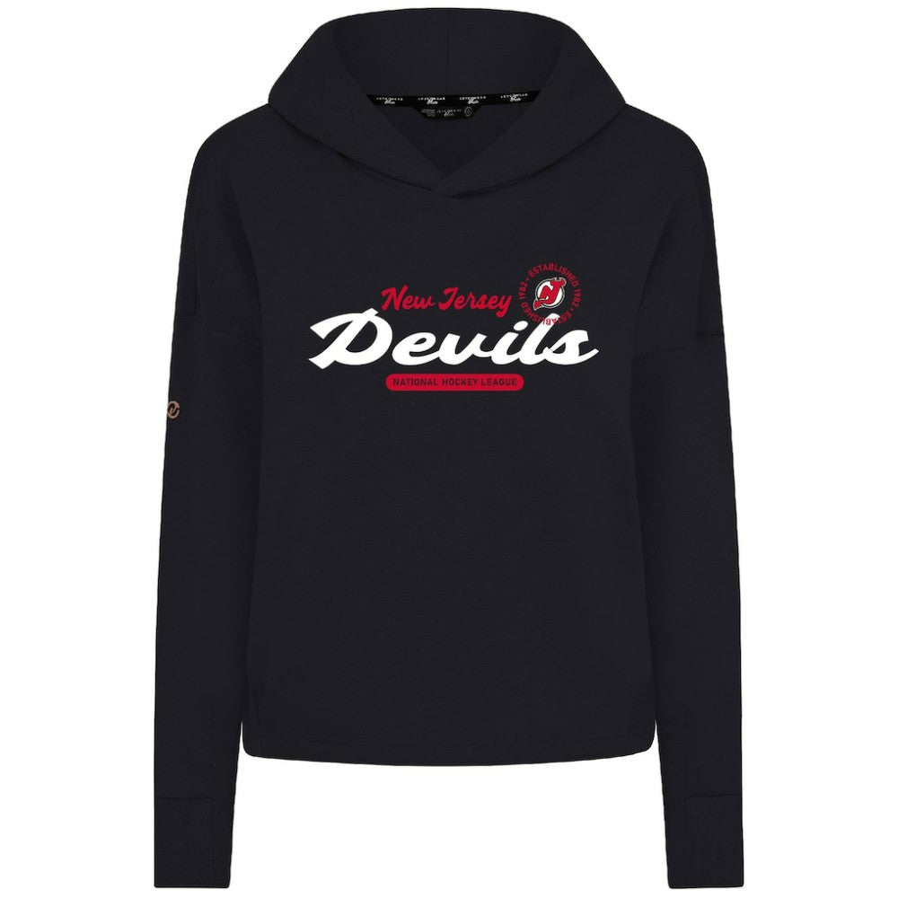 New Jersey Devils Levelwear Women's Sweet Monument Tri-Blend Cropped Pullover Hoodie - Black - NHL